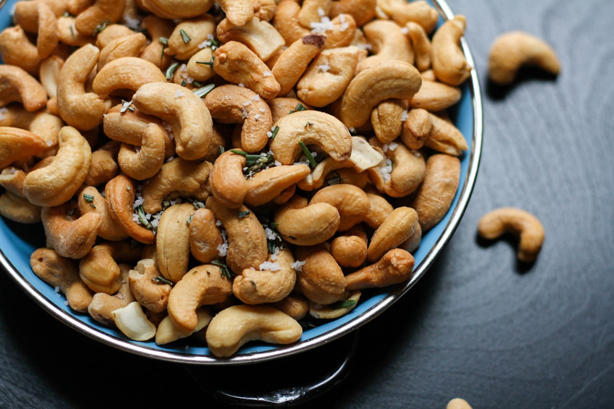 Protein sources including eggs, fish, and nuts